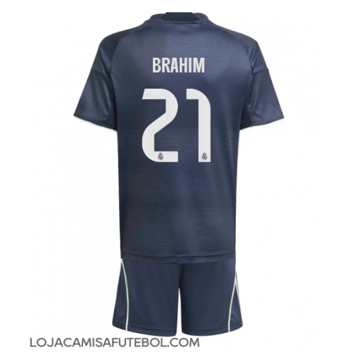 Camisa de Futebol Real Madrid Brahim Diaz #21 Equipamento Secundário Infantil 2025-26 Manga Curta (+ Calças curtas)
